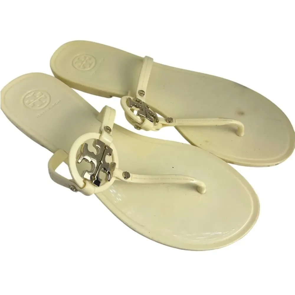 Tory Burch Mini Miller Butter Yellow Plastic Jelly Slide Thong Sandals Size 9